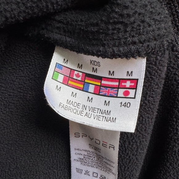 New Spyder Boys Constant Full Zip Stryke Fleece Jacket Black Red Logo M 10-12 - Picture 6 of 6